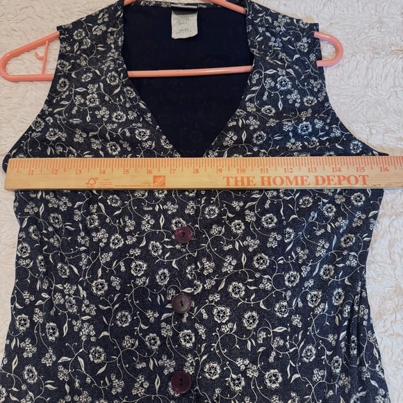 Vintage 90s Judy Knapp Blue & White Floral Button-Up Vest Size Small Cottagecore - Picture 4 of 6
